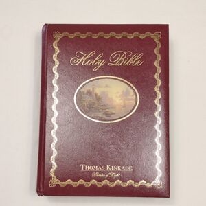 Thomas Kinkade Burgundy Holy Bible with Gold Accents
